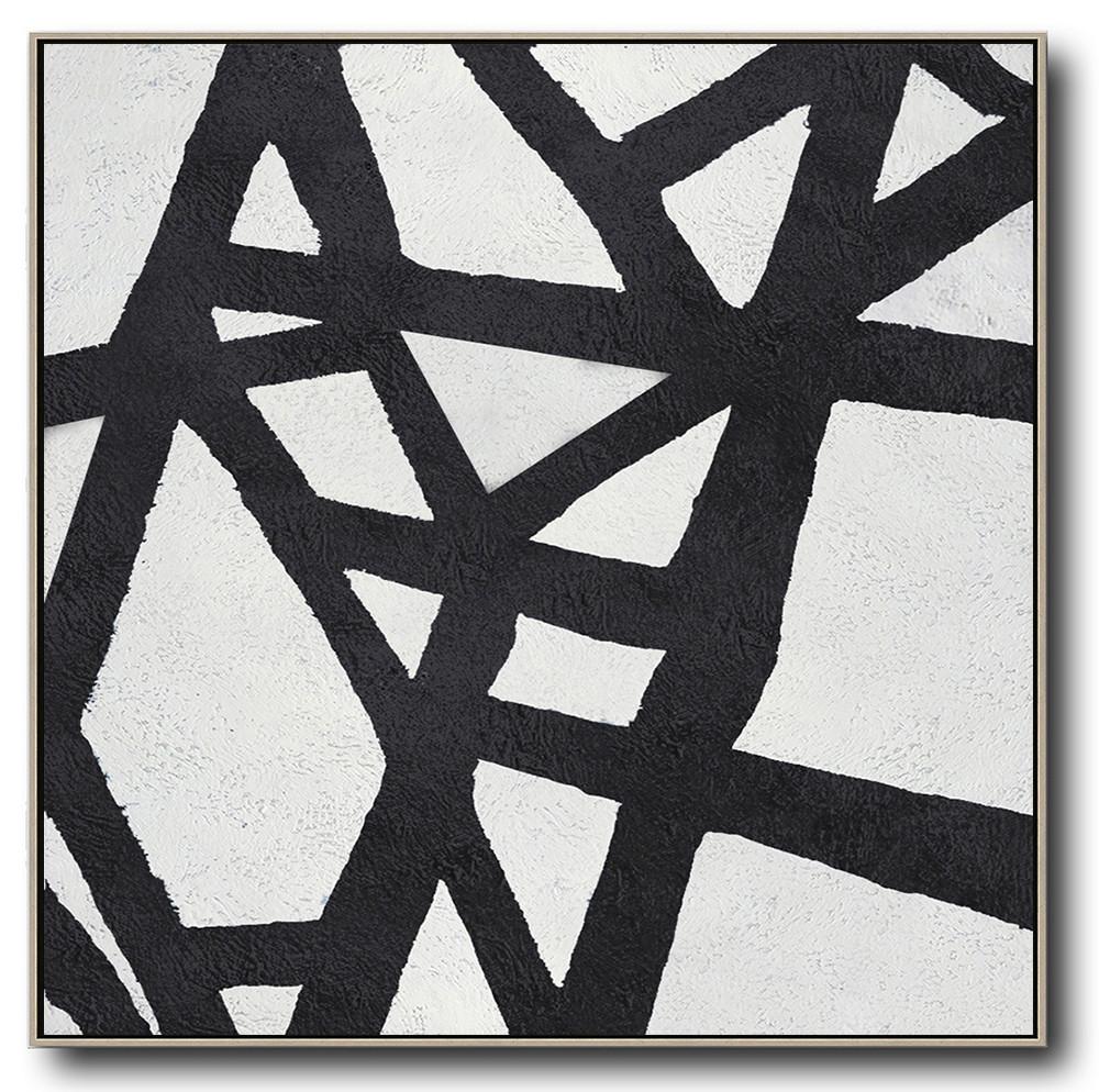 Minimal Black and White Painting #MN138A - Click Image to Close